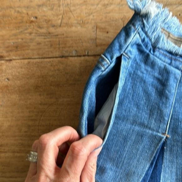 See By Chloe Indigo Denim Skirt Size 26 | Boho Western Chic Fringe Raw Hem - Picture 9 of 11